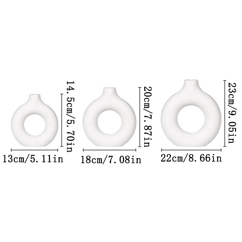 Nordic White Flower Round Vase