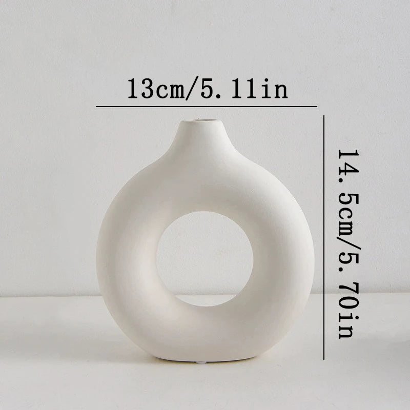 Nordic White Flower Round Vase