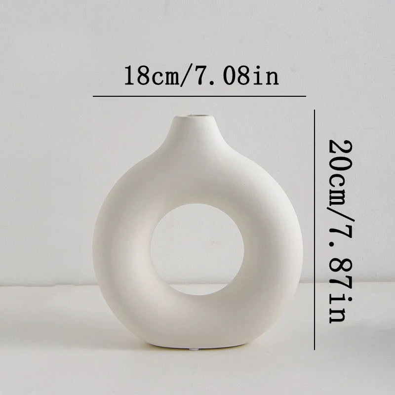 Nordic White Flower Round Vase