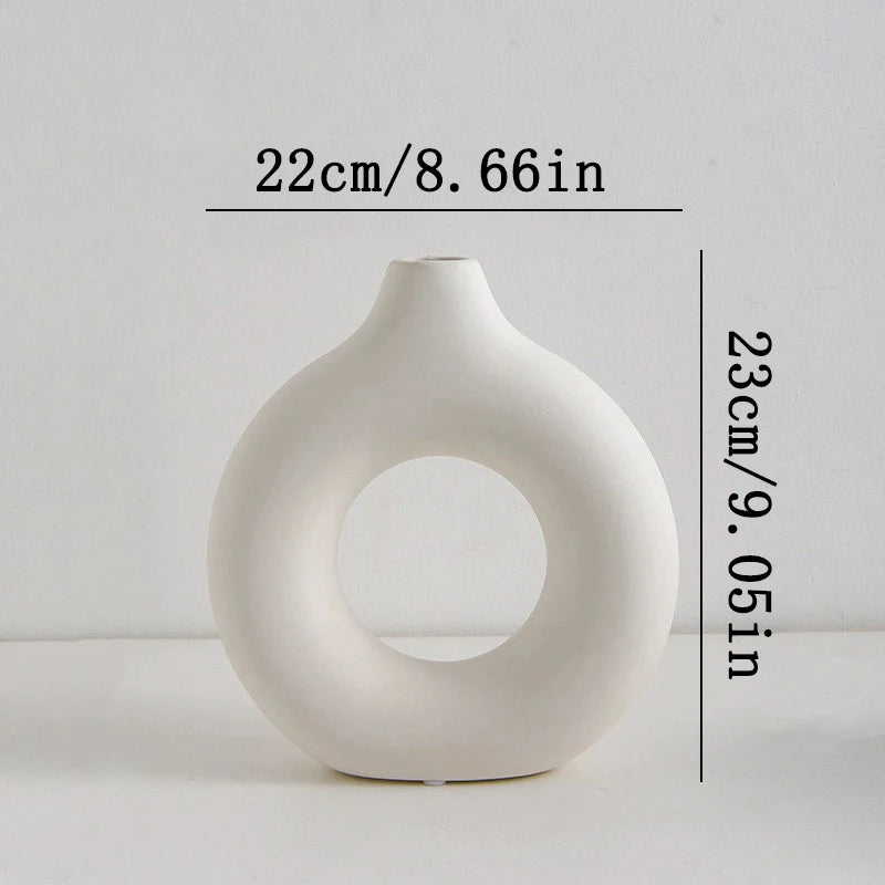 Nordic White Flower Round Vase