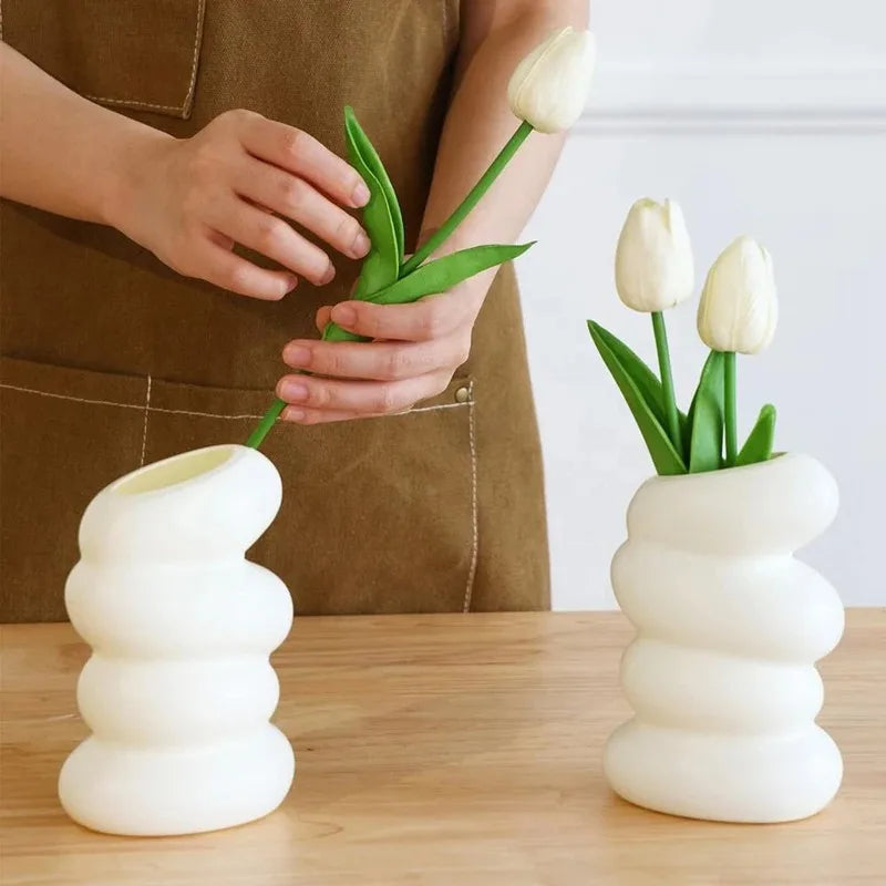 Spiral White Flower Vase