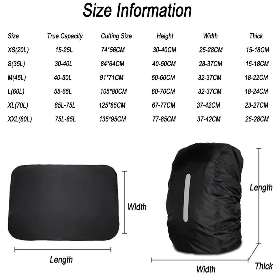 20L-80L Backpack Rain Cover