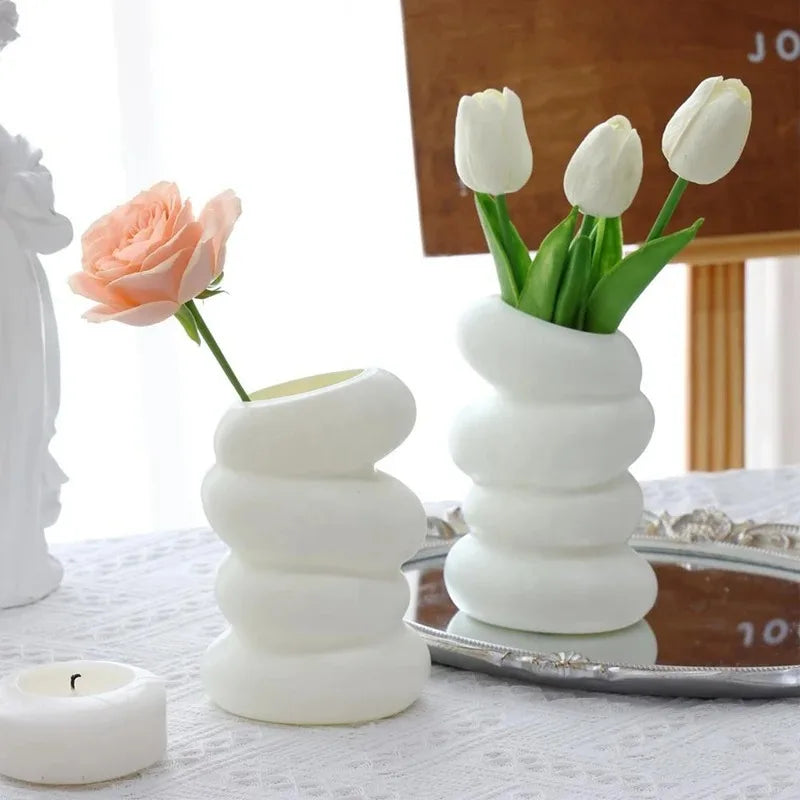 Spiral White Flower Vase